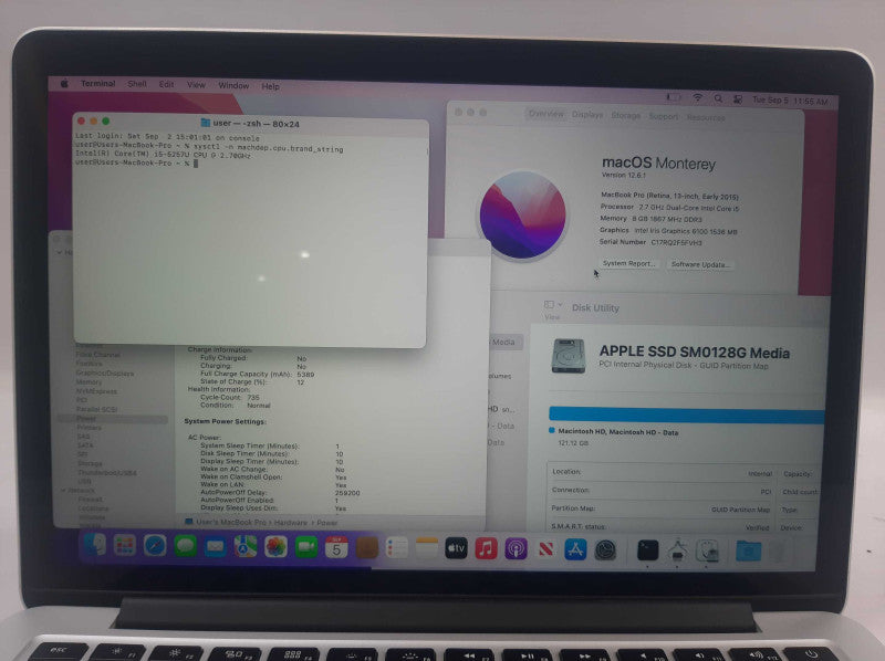 Apple Macbook Pro 2015 13\\" Core i5-5257U @ 2.7GHz 8GB DDR3 128GB SSD