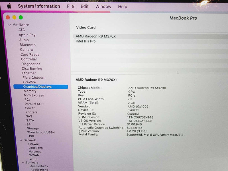 Apple Macbook Pro Retina 15\\" 2015 Core i7-4870HQ @ 2.5GHz 16GB DDR3 500GB SSD Radeon R9 M370x 2GB(