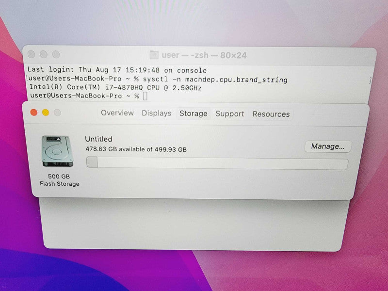 Apple Macbook Pro Retina 15\\" 2015 Core i7-4870HQ @ 2.5GHz 16GB DDR3 500GB SSD Radeon R9 M370x 2GB(