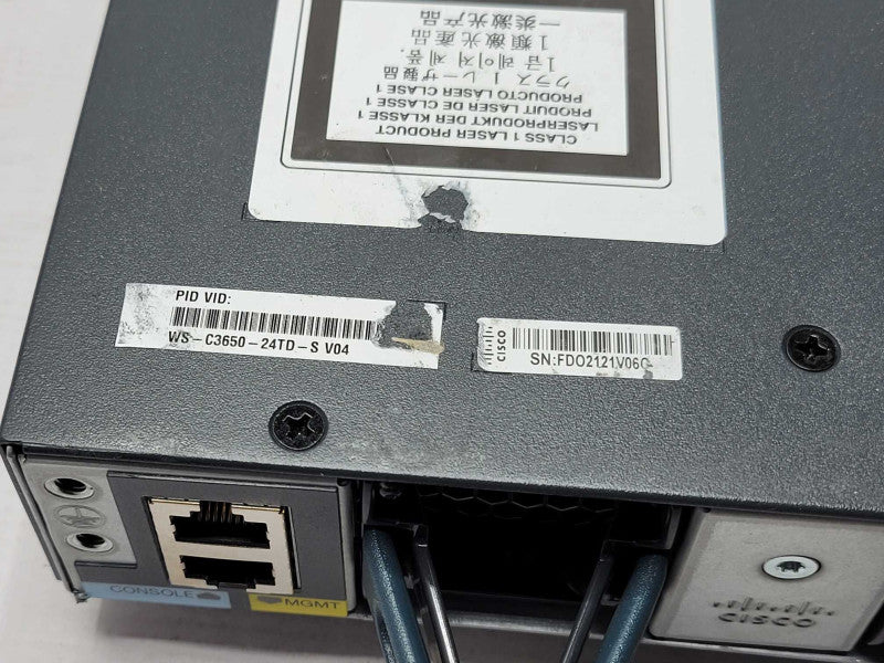 Cisco WS-C3650-24TD-S 24-Port Gigabit + 2x 10GbE IPBase Dual PSU _