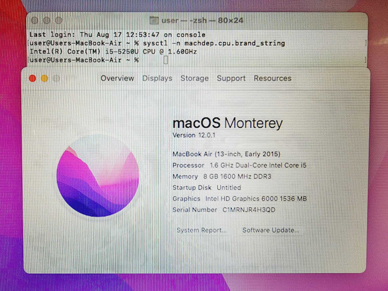Apple Macbook Air 2015 13\\" Core i5-5250U @ 1.6GHz 8GB DDR3 500GB SSD (
