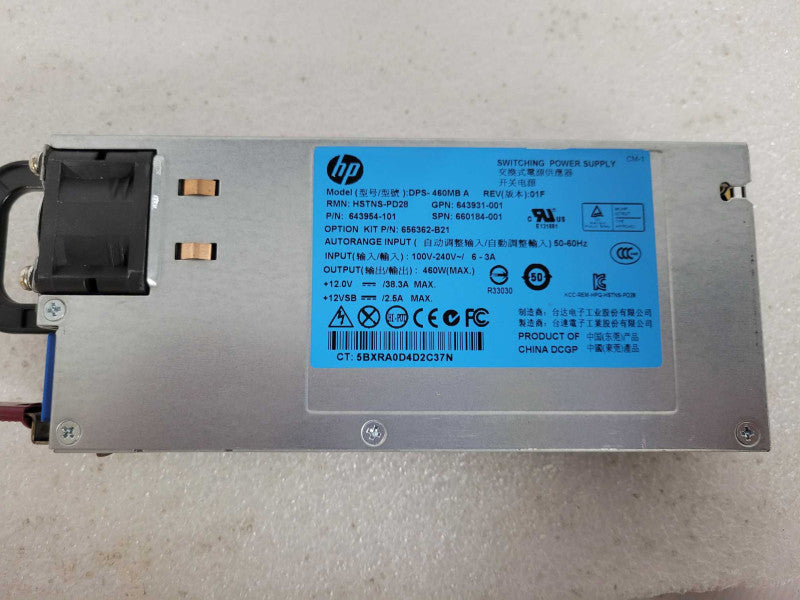 HP 460W SERVER POWER SUPPLY HSTNS-PD28 643954-101 DPS-460MB Q!