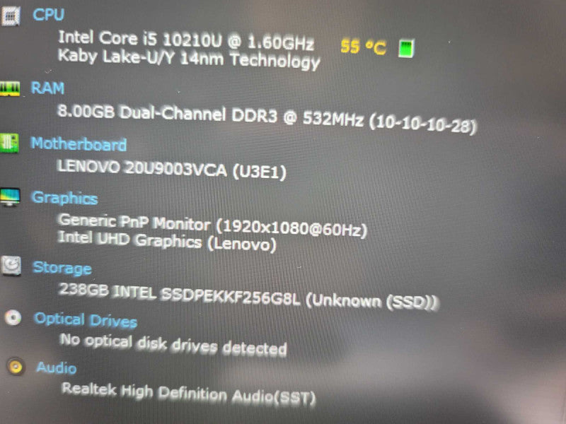 Lenovo ThinkPad X1 Carbon Gen 8 i5-10210U , 8GB DDR4, 256GB m.2 **REad** Î²