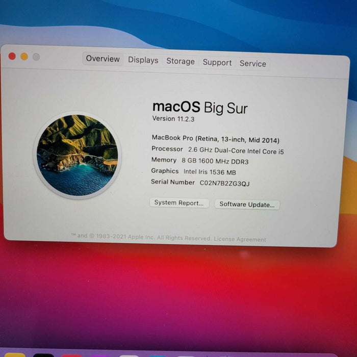 Apple Macbook Pro Retina 2014 13\\" Core i5-4278U @ 2.6GHz 8GB 250GB SSD !