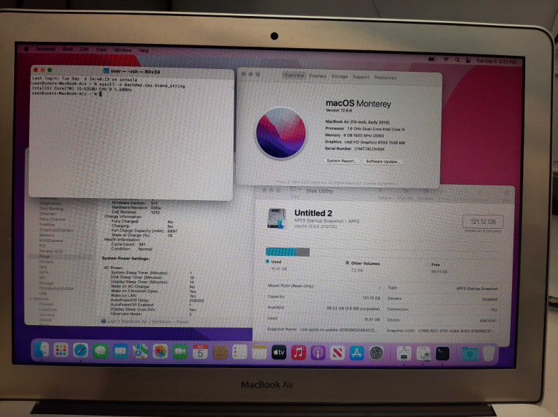 Apple Macbook Air 2015 13\\" Core i5-5250U @ 1.6GHz 8GB DDR3 120GB SSD *READ