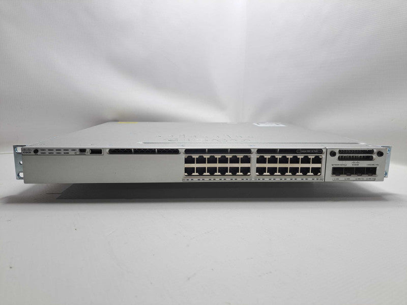 Cisco WS-C3850-24P-S 24-Port Gigabit PoE+ Ethernet Switch + C3850-NM-2-10G Q)
