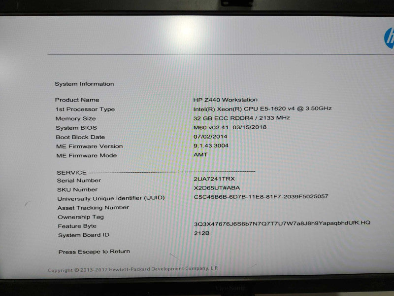 HP Z440 workstation Xeon E5-1620 V4 @ 3.50ghz / 32gb ram / quadro K2200 GPU #
