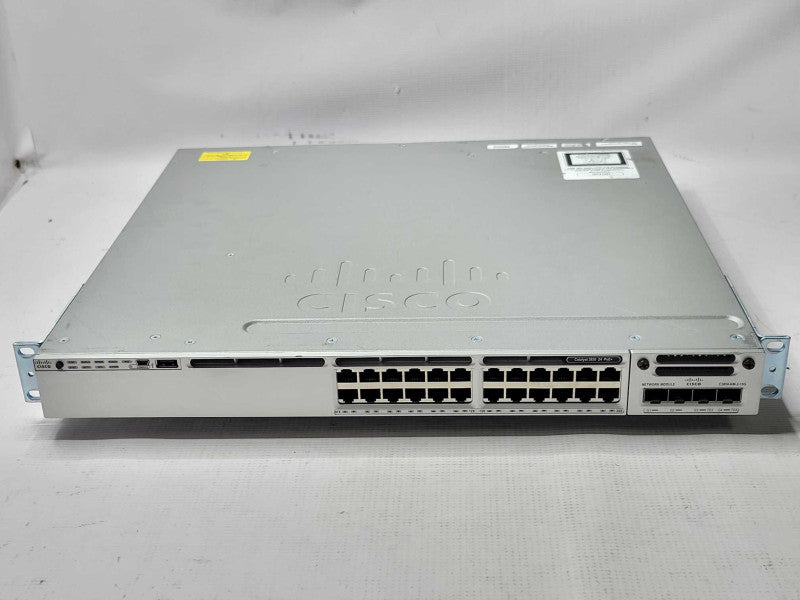 Cisco WS-C3850-24P-S 24-Port Gig PoE+ Switch 1x PWR-C1-715WAC C3850-NM-2-10G _