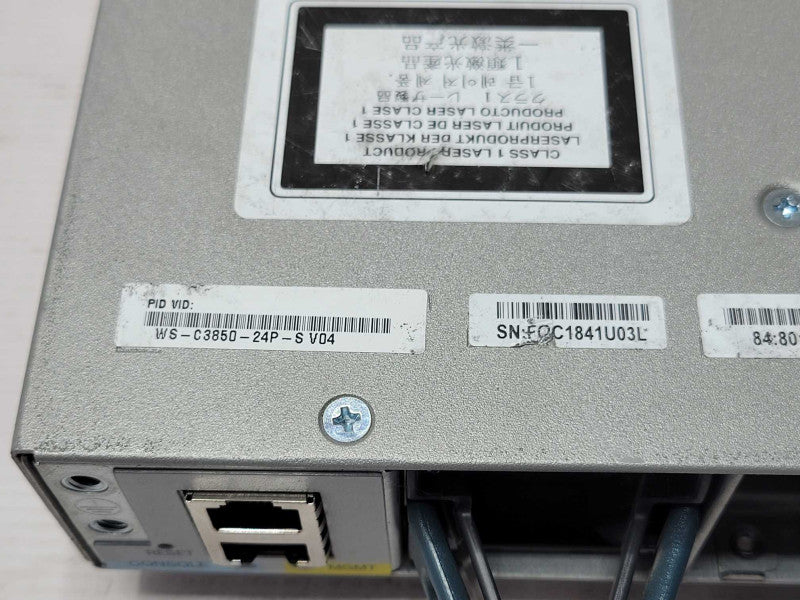 Cisco WS-C3850-24P-S 24-Port Gig PoE+ Switch 1x PWR-C1-715WAC, READ _