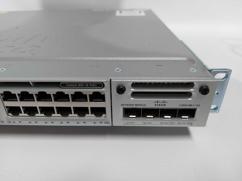 Cisco Catalyst 3850 series 24x port PoE+ WS-C3850-24P-S / 10G Network Module Q#