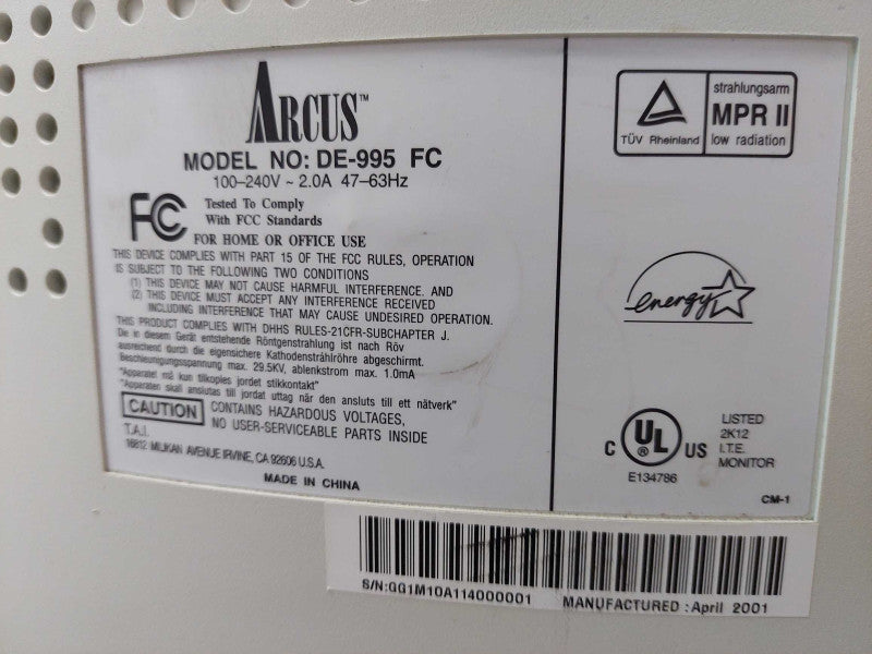 Arcus CRT Monitor Model: DE-995