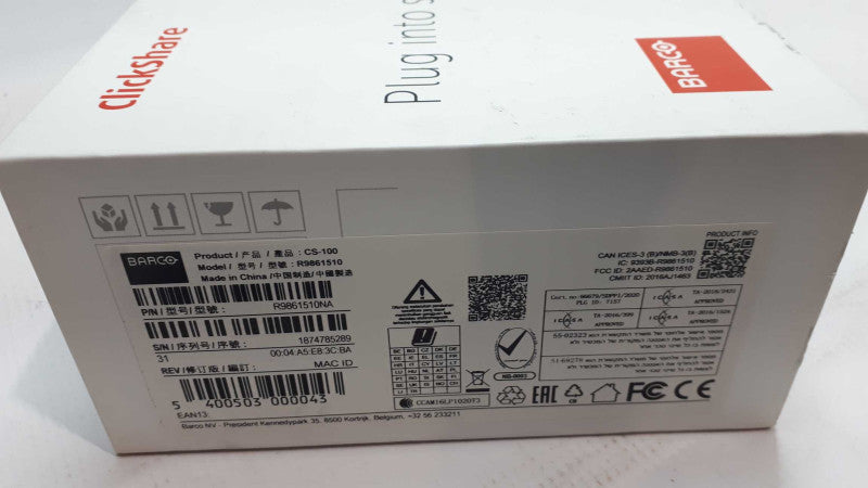 Barco clickshare cs-100 R9861510 Wireless Presentation System withy Charger &