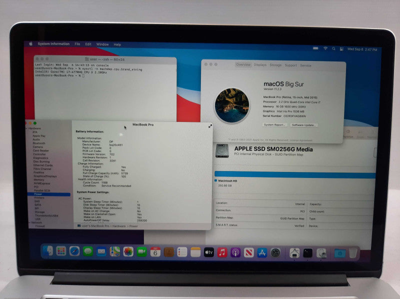 Apple Macbook Pro 15\\" 2015 Core i7-4770HQ @ 2.2GHz 16GB DDR3 256GB SSD *READ