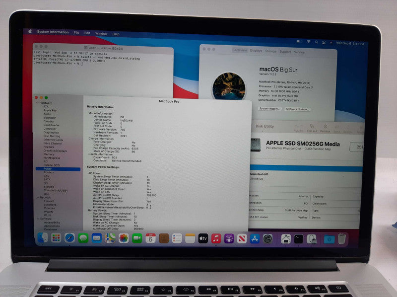 Apple Macbook Pro 15\\" 2015 Core i7-4770HQ @ 2.2GHz 16GB DDR3 256GB SSD *READ
