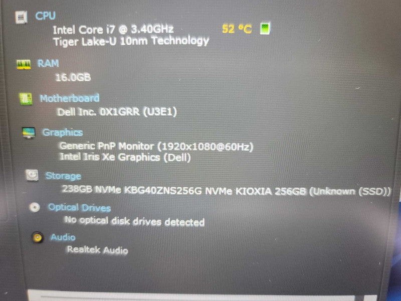 Dell Vostro 15 5510 i7-11390H @ 3.40GHz, 16GB DDR4, 256GB NVMe Î²