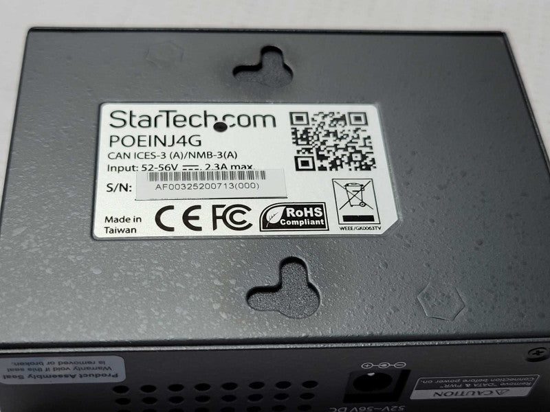 Startech 4-Port Gig PoE+ Injector Midspan Hub 52V/30W-802.at/802.3af POEINJ4G _