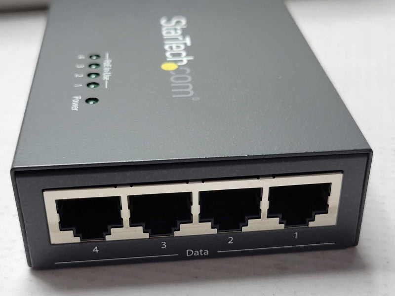 Startech 4-Port Gig PoE+ Injector Midspan Hub 52V/30W-802.at/802.3af POEINJ4G _