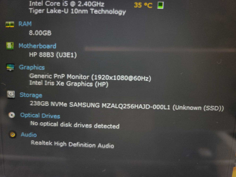 HP Envy x360 Convertible i5-1135G7 @ 1.40GHz, 8GB DDR4, 256GB m.2 Î²