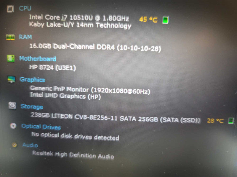HP EliteBook 850 G7  i7-10510U@ 1.80GHz, 16GB DDR4, 256GB m.2  Î²