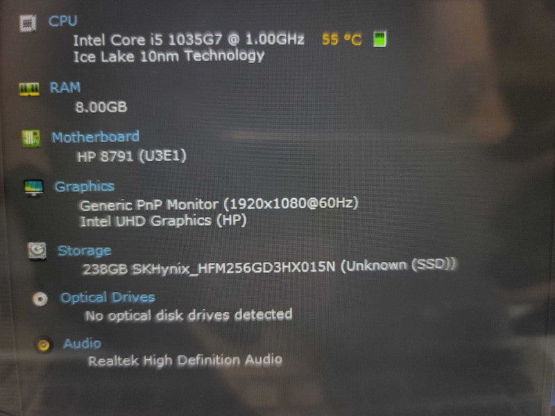 HP Pavillion x360 i5-1035G7 @ 1.00GHz, 8GB DDR4, 256GB m.2 **FOR PARTS  Î²