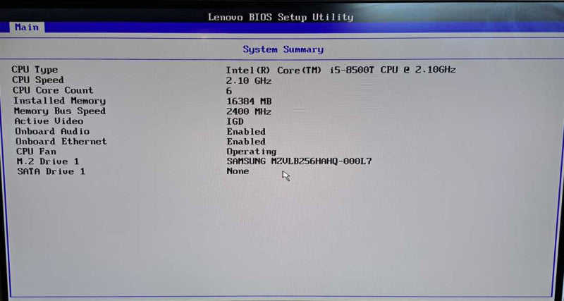 Lenovo M720q USFF i5-8500T @ 2.10GHz 16GB DDR4 256GB M.2 + Adapter