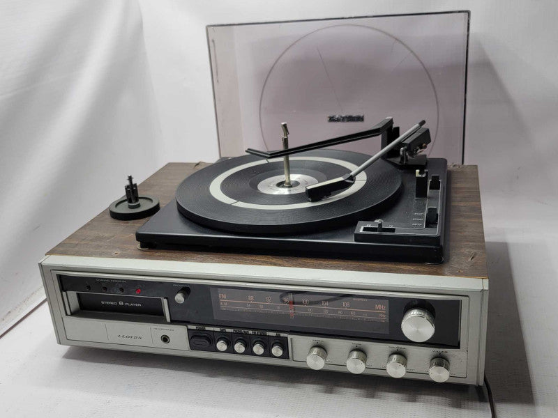 LLOYDâS STEREO RECORD PLAYER 8 TRACK PLAYER COMBO, READ _