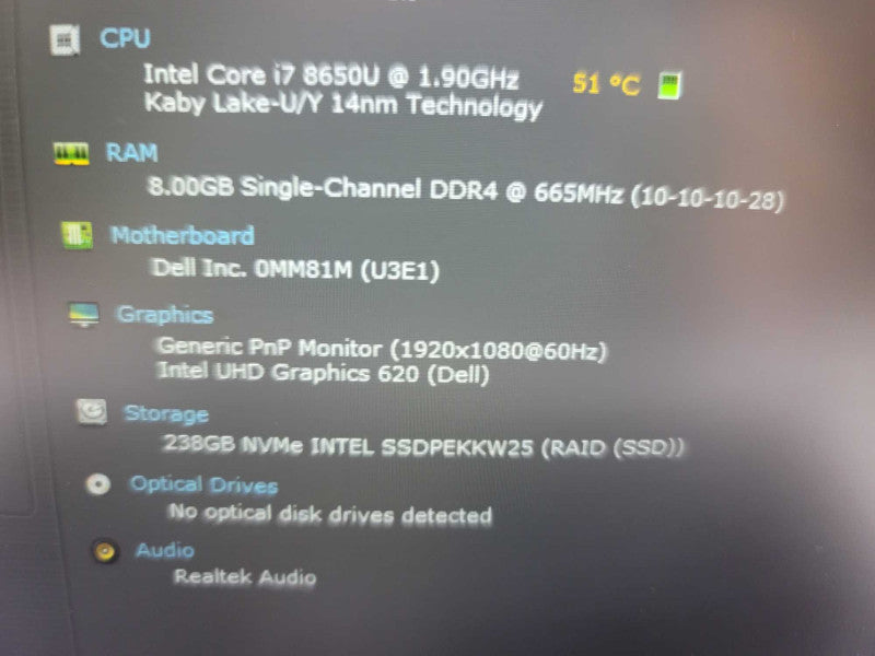 Dell Latitude 5590 i7-8650U @ 1.90GHz, 8GB DDR4, 256GB NVMe Î²