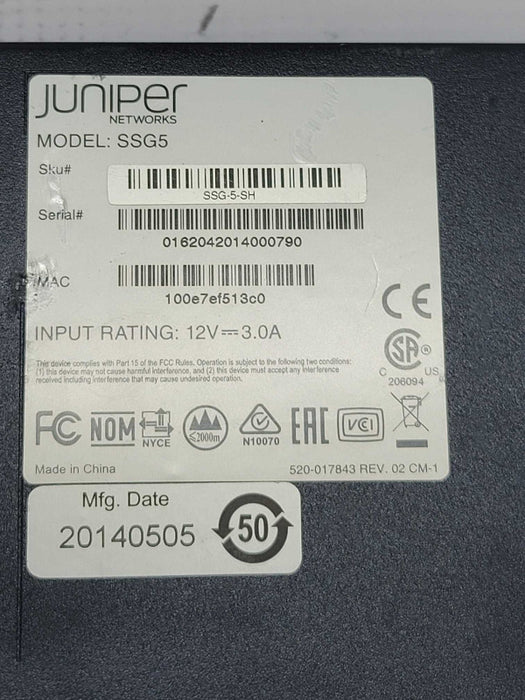 Juniper Networks SSG 5 Secure Services Gateway Security Appliance
