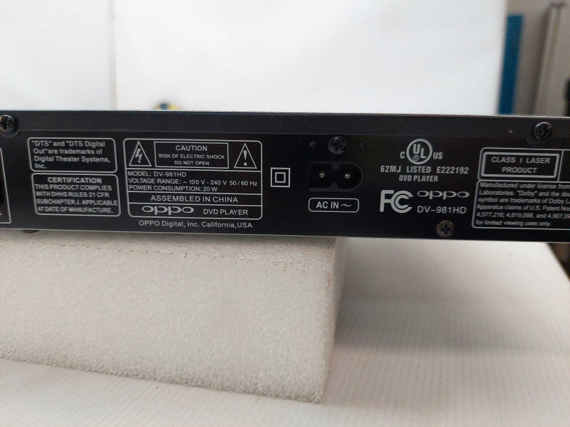OPPO DVD player Model:  DV-981HD