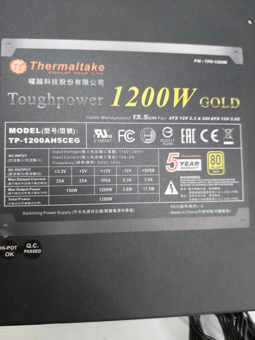 Thermaltake Tough Power 1200W Gold Model: TP-1200AH5CEG