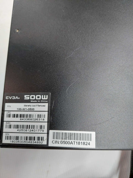 EVGA 500W Power Supply PN: 100-W1-0500