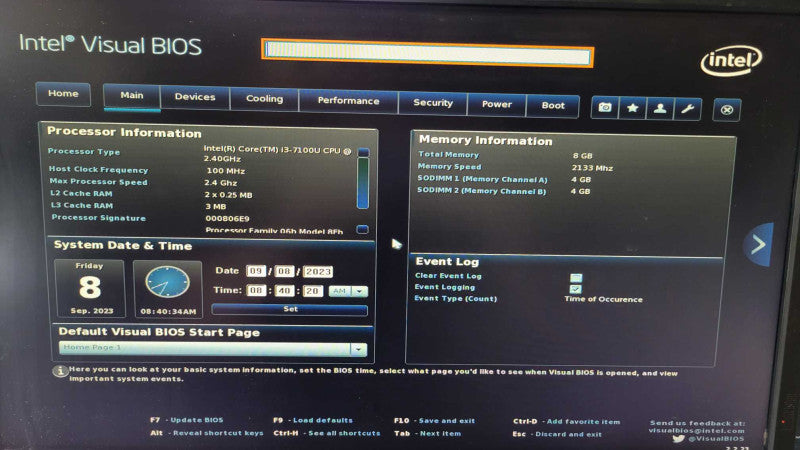 Intel NUC Barebones - Core i3-7100U | 8GB RAM | NO HDD | NO PWR ADPTR Q