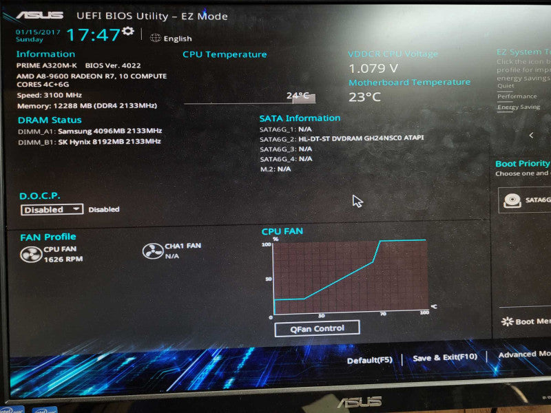 Custom Desktop AMD A8-9600 RADEON R7 12GB DDR4 No HDD $