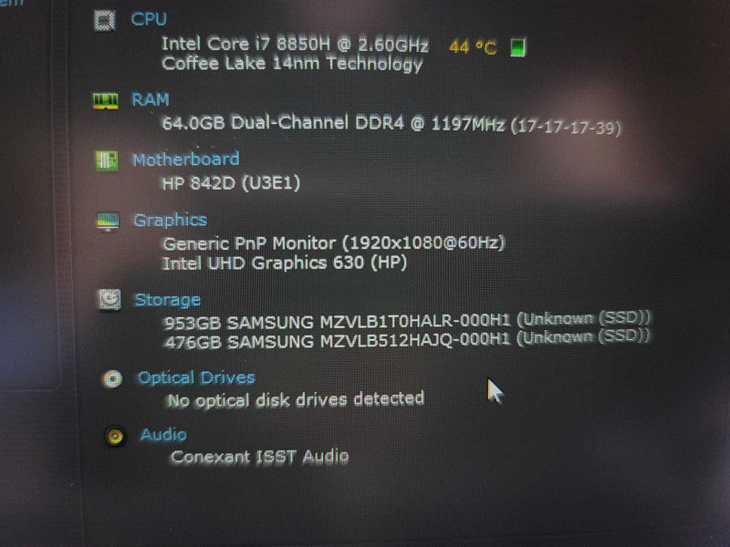 HP ZBook 17 G5  i7-8850H@ 2.60GHz, 64GB DDR4, 512GB + 1TB SSD Î²