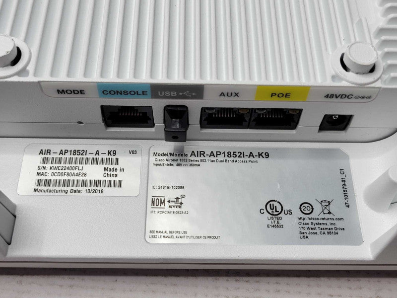 Cisco AIR-AP1852I-A-K9 Aironet 1852I Wireless Access Point Q_