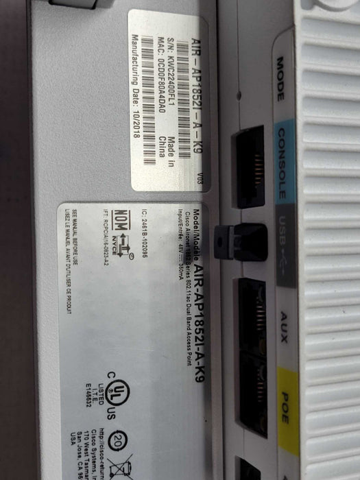 Cisco AIR-AP1852I-A-K9 Aironet 1852I Wireless Access Point Q_