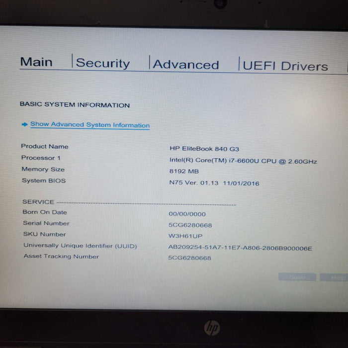 HP EliteBook 840 G3 i7-6600U @ 2.60GHz, 8GB RAM, 256GB SSD !