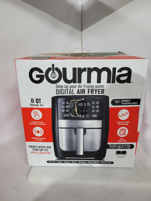 Gourmia 8 Qt Digital Air Fryer with FryForce 360 and Guided Cooking, Black/St !