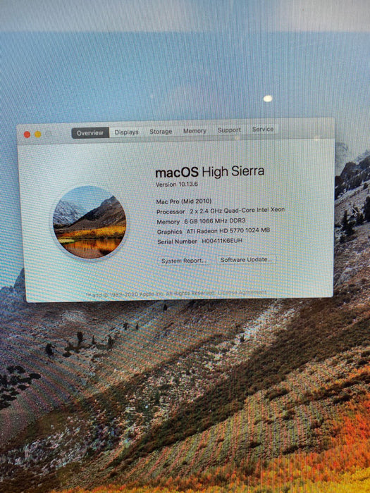 Apple Mac Pro Mid 2010 2x Quad-Core Xeon E5620 Apple RAID Card 6GB RAM 4x2TB