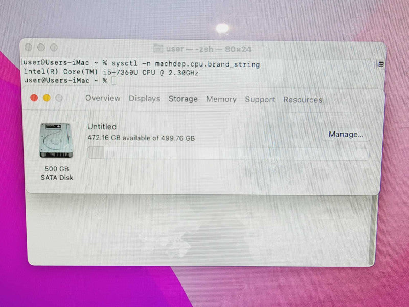 Apple iMac 2017 21.5\\" Core i5-7360U @ 2.3GHz 8GB DDR4 500GB HDD [Read] (