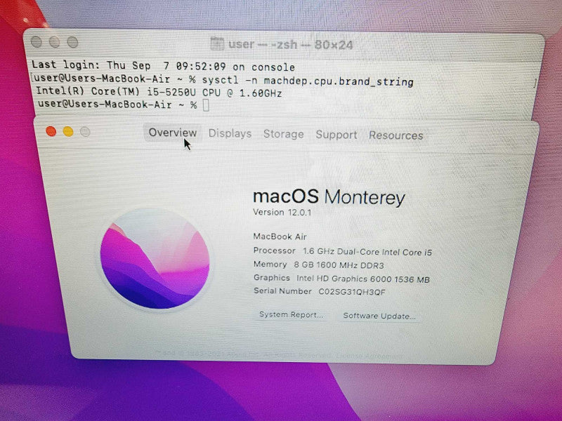 Apple Macbook Air 2015 13\\" Core i5-5250U @ 1.6GHz 8GB DDR3 250GB SSD (