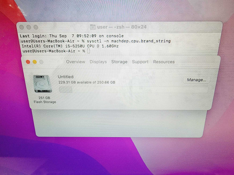 Apple Macbook Air 2015 13\\" Core i5-5250U @ 1.6GHz 8GB DDR3 250GB SSD (