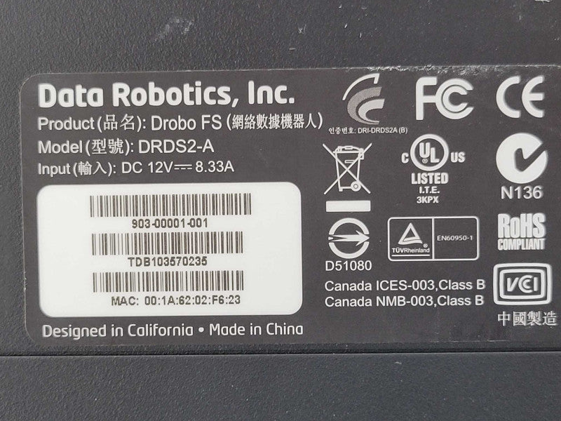 Drobo Data Robotics Drobo FS DRDS2-A with 3x 4TB HDDs, READ _