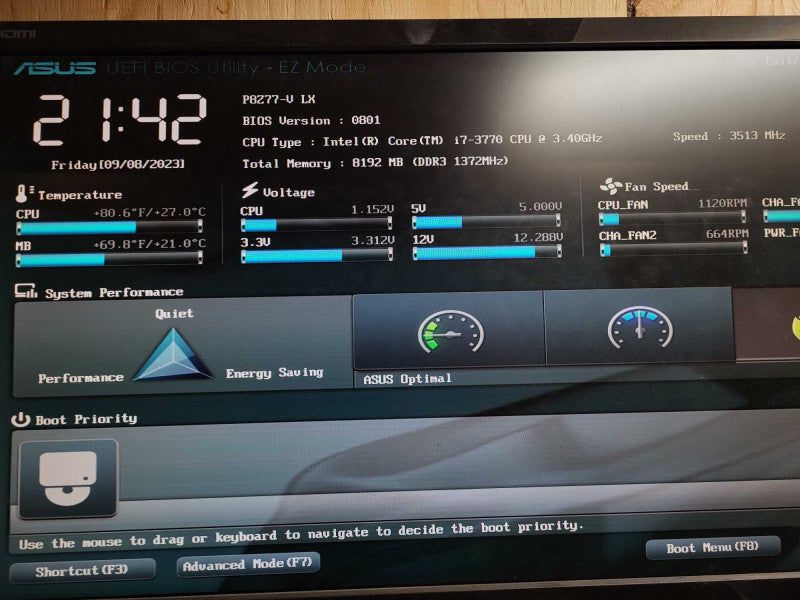 Custom Desktop i7-3770 @ 3.4GHz 8GB DDR3 No HDD $