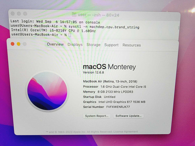 Apple Macbook Air 2018 13\\" Core i5-8210Y @ 1.6GHz 8GB DDR3 120GB SSD (