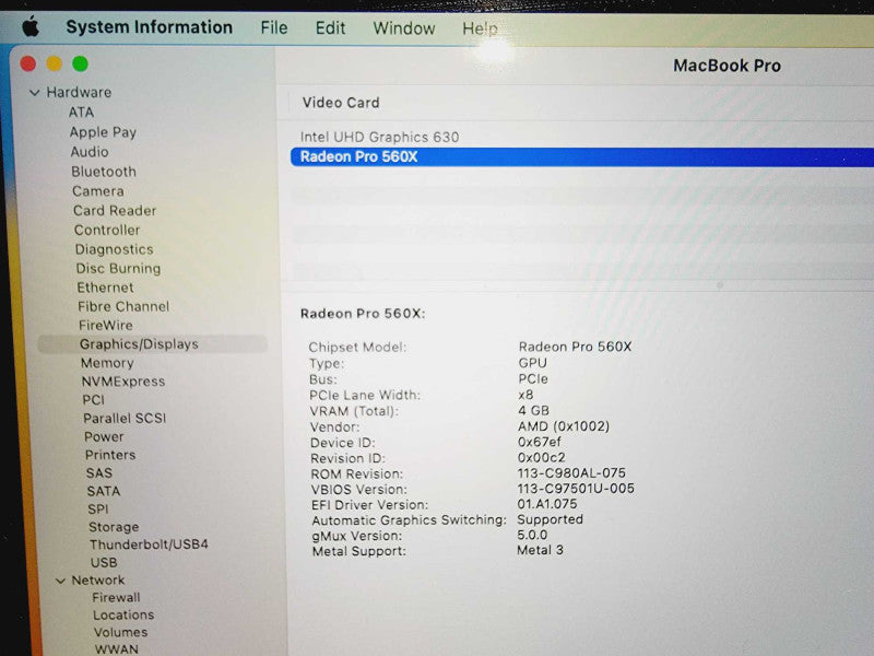 Apple Macbook Pro 2018 15\\" Core i7-8850H @ 2.6GHz 16GB DDR4 1TB SSD Radeon Pro 560X 4GB (