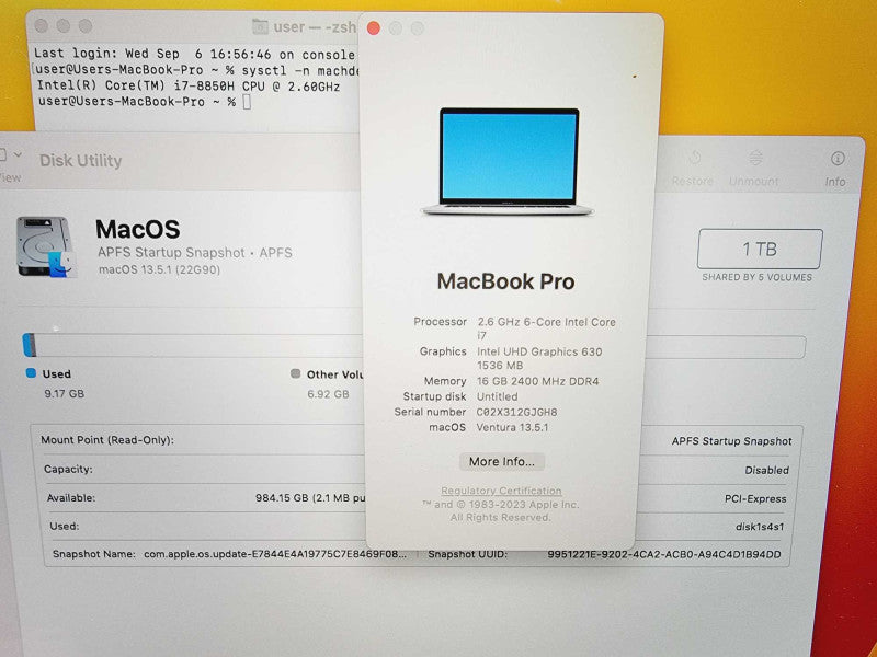 Apple Macbook Pro 2018 15\\" Core i7-8850H @ 2.6GHz 16GB DDR4 1TB SSD Radeon Pro 560X 4GB (