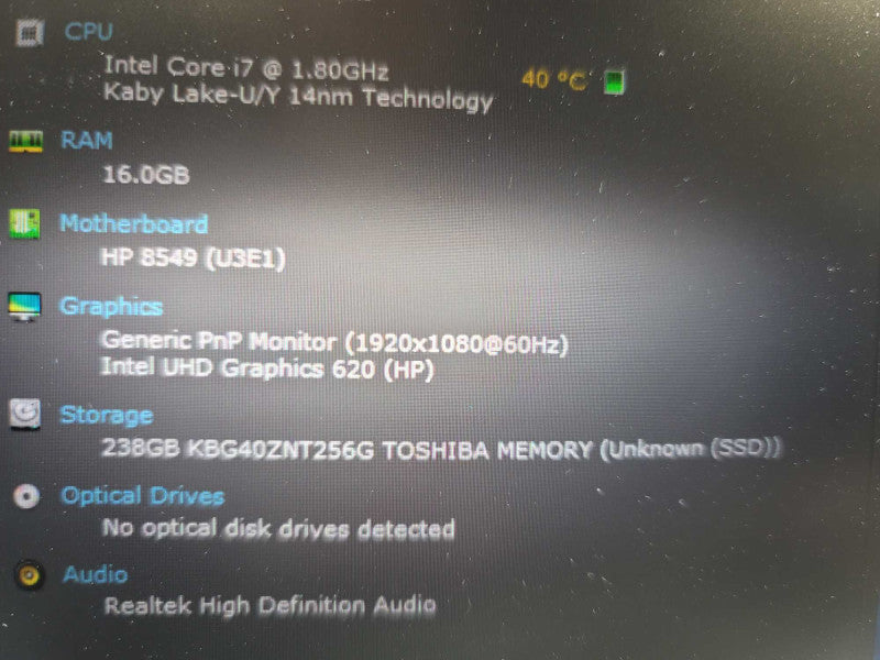 HP EliteBook 850 G6 i7-8565U @ 1.80GHz, 16GB DDR4, 256GB m.2  Î²