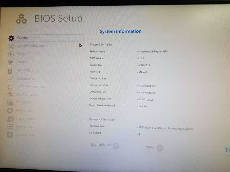 Dell OptiPlex 5055  Ryzen APU SFF AMD Ryzen 3 2200G 32GB DDR4 Ram