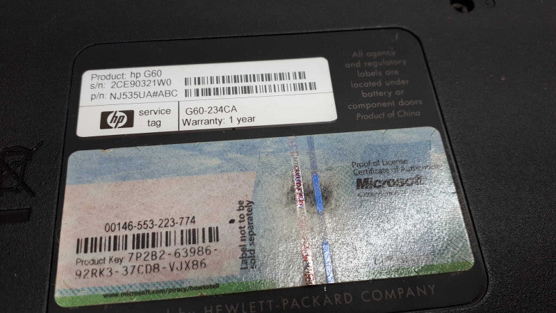 15.6â HP G60 Laptop Intel Pentium Vintage &